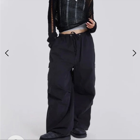 Jaded London Pants - Jaded London Parachute Pants Oversized Cargo Black Unisex Small NWT